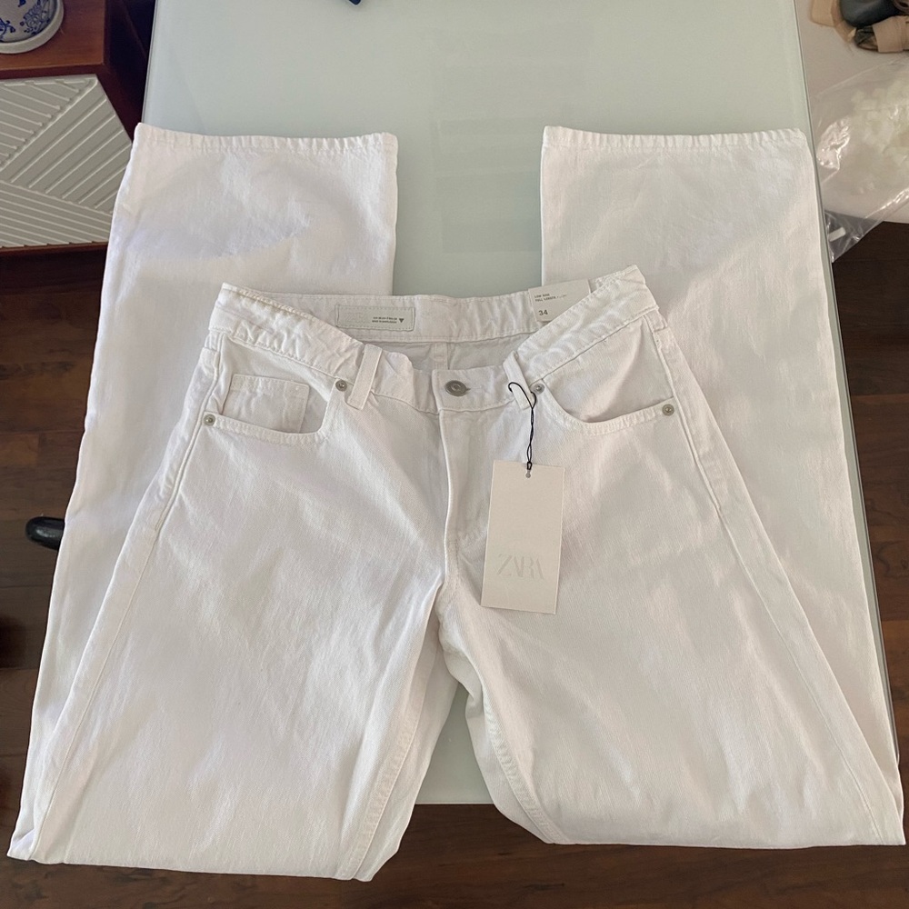 Zara Crisp White Denim Pants